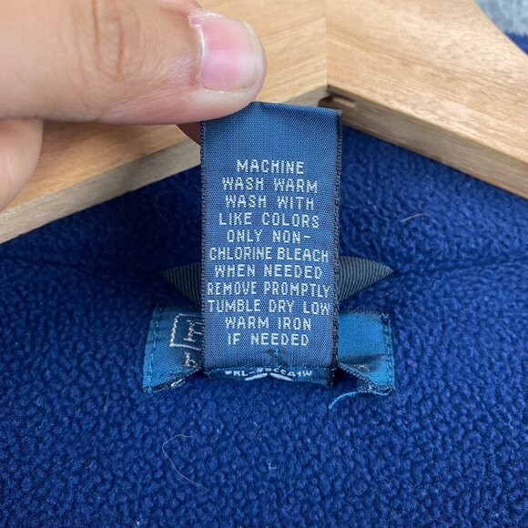 Vintage Polo Ralph Lauren Jacket Boys M(10/12) Blue Fleece‎ Full Zip - Picture 9 of 10